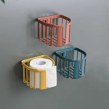 Saklama kutusu rulo kağıt havlu tutucu Rulo delgeçsiz tuvalet kağıdı Raf Banyo Mutfak Doku Kutusu Duvara Monte Yapışkan Kağıt