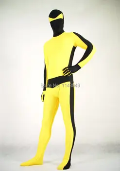 Sarı ve Siyah Kung Fu Spandex Tayt Zentai Cadılar Bayramı Kostüm