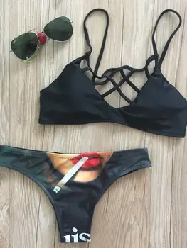 Seksi Bikini 2023 Mayo Kadın Mayo Bandaj Bikini Push Kurulum Brezilya Yaz Beach Banyo Kadın Biquini Baskı Uygun 