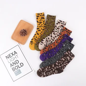 Seksi Leopar Baskı Kadın Çorap Sıcak Satış Harajuku Vintage Streetwear Ekip Çorap Kadın Kızlar için Noel Çorap Hediyeler