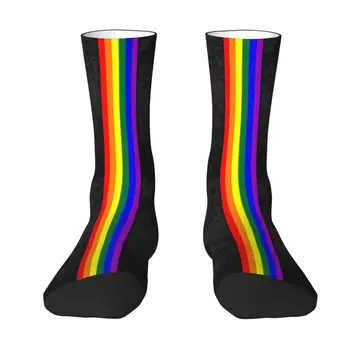 Serin Baskı Sıkıntılı LGBTQ Gurur Bayrağı şerit çoraplar Kadın Erkek Streç Yaz Sonbahar Kış LGBT Eşcinsel Lezbiyen Ekip Çorap