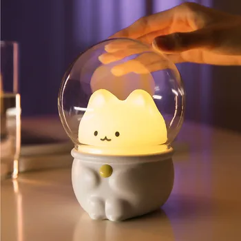 Sevimli Kedi Tavşan Lamba LED Gece Lambası Uzay Kapsülü kawaii Çocuk Bebek Çocuk Yatak Odası Başucu dekor ışık Yumuşak Sıcak Hediye Lambaları