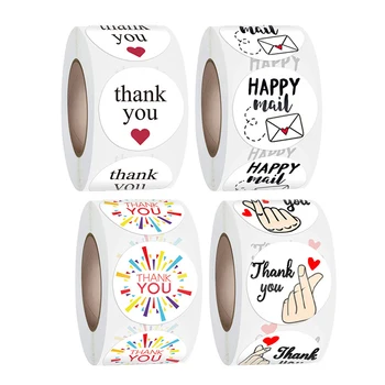 Sevimli Teşekkür Ederim Çıkartmalar Zarf Mühürler Hediye Sarma Dekorasyon Etiketleri 100-500 adet Yuvarlak Mutlu Posta Etiket Düğün Hediyesi için