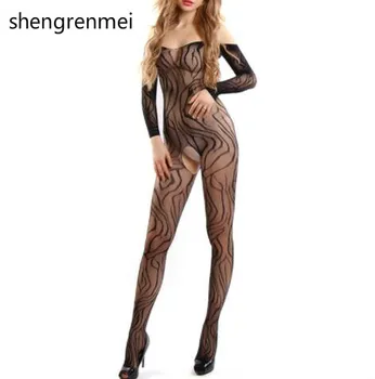 Shengrenmei 2019 Retro Kadınlar Seksi Naylon Kıyafeti Erotik Giyim Siyah Straplez Iç Çamaşırı Teddies Bodysuits Dropshipping