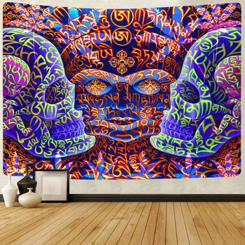 Simsant Psychedelics Sanat Goblen Aracı Bant Posteri Kafatası Sanat Duvar Asılı Halılar Oturma Odası Ev Yurt Dekor