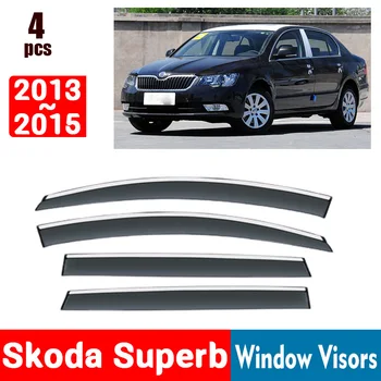 Skoda Superb 2013-2015 İÇİN Pencere Siperliği Yağmur Koruma Windows yağmur kılıfı Saptırıcı Tente Kalkanı Havalandırma Koruma Gölge Kapak Trim