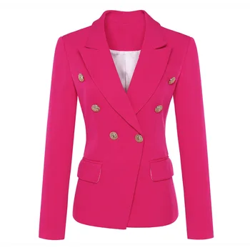 Sonbahar ve Kış High-end Klasik Kadın Takım Elbise Ceket 2022 Yeni Ofis Düz Renk Kruvaze Bayanlar Blazer Mizaç Takım Elbise