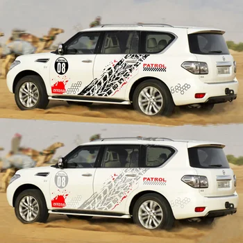 Spor 4x4 Off Road Vücut Kapı Lastik Parçaları Çıkartması Ön Motor Kafa Hood Sticker Vinil Grafik Wrap Kiti Nissan Patrol için
