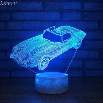 Sportscar 3D Masa Lambası Yenilik LED Araba Şekli Gece Lambası Ev Dekor 7 Renk Değişimi Gece Çocuklar Doğum Günü Hediyeleri