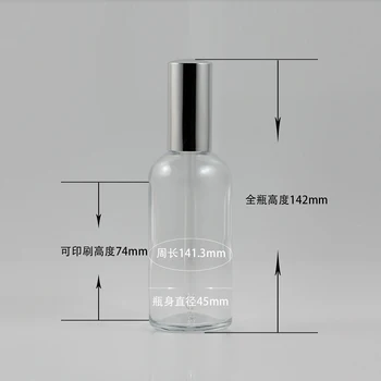 Stokta parlak gümüş kapaklı kozmetik 100ml cam damlalık şişesi için lüks cam ambalaj