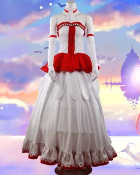 Sword Art Online Oyun SAO Yuuki Asuna Kırmızı Gelinlik Cosplay Kostüm Custom Made
