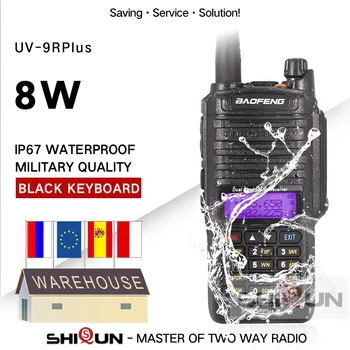 Sıcak Baofeng UV-9R 8 W IP67 Su Geçirmez Çift Bant 136-174 / 400-520 MHz Ham Radyolar 10 KM Baofeng 8 W Walkie Talkie 10 KM UV - 9R Artı UV-XR