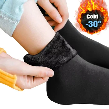 Sıcak Kadife Kadın Kış sıcak Kalınlaşmak Termal Çorap Yumuşak Rahat Düz Renk Çorap Yün Kaşmir Ev Kar Botları Kat Çorap 1 çift