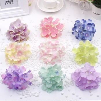 Sıcak Satış 10 adet / grup Güzel Mini Yapay İpek Ortanca Çiçekler DIY Scrapbooking Sahte Çiçek Öpücük Topu Düğün Dekoratif için