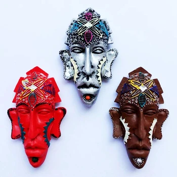 Sıcak Satış Endonezya Maskeleri 3D Reçine Buzdolabı Mıknatısları Turizm Hediyelik Eşya Buzdolabı Manyetik Çıkartmalar Ev Dekorasyon
