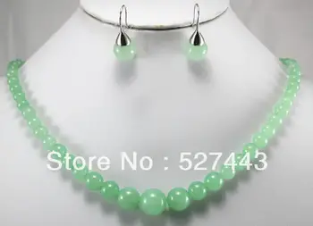 Sıcak satış > Toptan Pretty gerçek doğa yeşil Doğal taş kolye küpe seti gümüş charm-Gelin takı ücretsiz kargo
