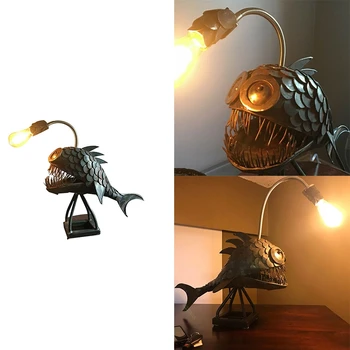 Sıcak satış fener balık lamba USB şarj edilebilir masaüstü metal ışık el yapımı zanaat ev oturma odası dekorasyon