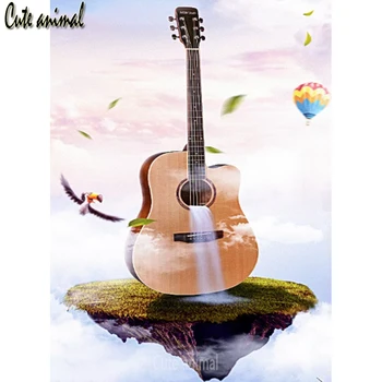 Tam Kare yuvarlak Matkap 5D DIY Elmas Nakış Gitar şelale soyut manzara Resimleri El Yapımı Elmas Mozaik dekor