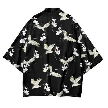 Tam Vinç Baskı Geleneksel Hırka Yukata Japon Moda Kimono Harajuku Erkekler Kadınlar Cosplay Haori Artı Boyutu 4XL Elbise
