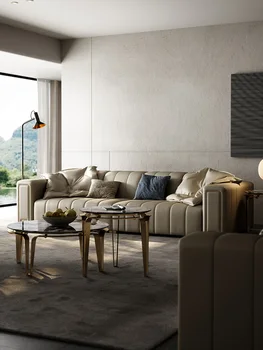 Tam deri kanepe ışık lüks modern büyük oturma odası high-end mobilya kafa katman dana ınline kanepe