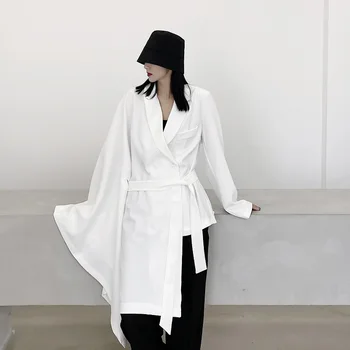 Tasarımcı Orijinal Moda Gösterisi Blazers Kadınlar için 2020 Trendleri Düzensiz Hem Elbise Takım Elbise Bayanlar Ayarlanabilir Bel Modeli Tarzı Smokin