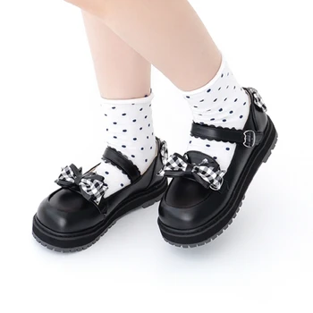 Tatlı Kızlar İlmek Kawaii Çay Partisi sevimli japon animesi Lolita Ayakkabı Jk Cosplay ayakkabı Toka Yuvarlak Ayak Düşük Topuk Büyük Boy 41