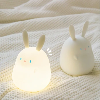 Tavşan Gece ışıkları Çocuklar için USB Şarj Edilebilir Kreş Gece Lambası 4000K Başucu Lambası Emzirme, 20 Dakika Zamanlayıcı Ayarı