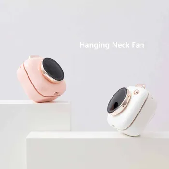 Taşınabilir Mini Kamera Asılı Boyun Fan Sevimli Cep Küçük Bladeless Fan Şarj Edilebilir hava soğutucu Dilsiz 3 Hız Bel Fan için açık