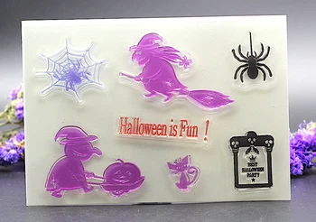 Temizle Damga kuş cadı cadılar bayramı eğlenceli örümcek DIY Karalama Defteri Kart albümü kağıt zanaat silikon kauçuk rulo şeffaf damga