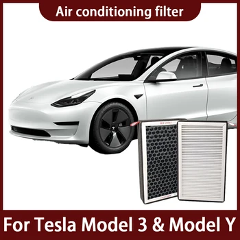 Tesla Modeli 3 Model Y 2022 HEPA Aktif Karbon Hava Filtresi 2 Parça Set Klima Filtresi Elemanı Değiştirme