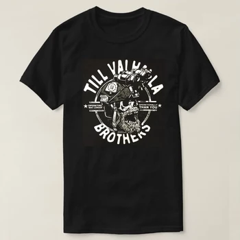 Til Valhalla Kardeşler Vikings Sakal Amerikan Taktik Savaşçı Kafatası T Shirt %100 % Pamuk Kısa Kollu O-Boyun Rahat erkek tişört