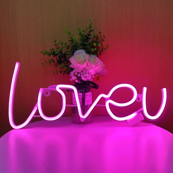 Toptan Loveu Neon LED duvar ışıkları Mağaza tebrik ışaretleri ev partisi düğün Pencere Dükkanı dekor Gece lambası Pil veya USB Powered