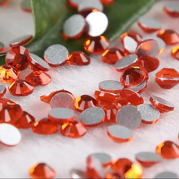 Turuncu kırmızı 1440 ADET SS3 Glitter Tırnak Olmayan Düzeltme Kristal Renk 3D Nail Art Süslemeleri Flatback Rhinestones