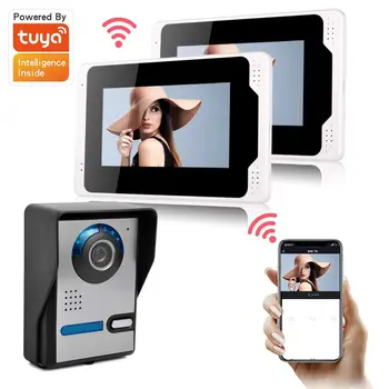 Tuya 7 İnç 1080P Kapı Zili Ev interkom sistemi Kablosuz WiFi Akıllı IP Video Kapı Zili Su Geçirmez Kablolu Kapı Telefonu Kamera