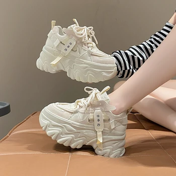 Tıknaz Ayakkabı 2023 Kadın Tasarımcı Beyaz Baba Ayakkabı Yüksek Platform Ulzzang Nefes Rahat spor ayakkabı Zapatillas De Mujer