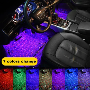 USB araba atmosfer ışığı 7 renk LED araba ayak ışık ortam lambası iç oto dekoratif ışık koltuk pozisyonu atmosfer ışığı s