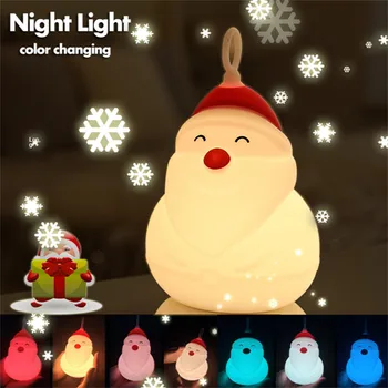 USB başucu LED noel gece lambası uyku oyuncak Glow gece lambası Noel baba ışık renkli armatür Pat ışık noel oyuncaklar