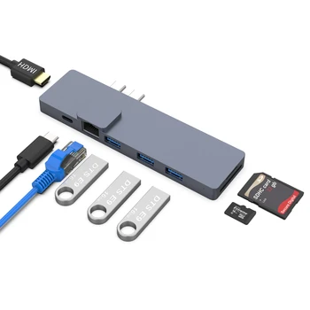 USB yerleştirme istasyonu All-in-One USB-C HDMI kart okuyucu RJ45 PD macbook adaptörü Samsung Galaxy S9
