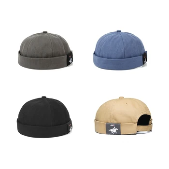 Unisex Docker Denizci Biker Kap Streetwear Kabak Vintage Brimless bere Ayarlanabilir erkek şapka Kadın Denizci hip hop şapka