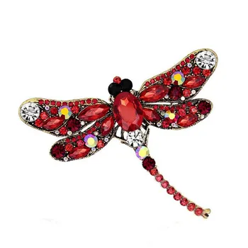 Utei Takı Perakende Sıcak Satış Çarpıcı Kristal Lüks Büyük Yusufçuk Broş Kadınlar Özel Hediye Böcek Eşarp Pin