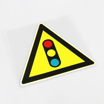 Uyarı İşareti Dikkatli Olun Sinyal Lambası Araba ön cam etiketi Çıkartması PVC 15CM * 12.5 CM