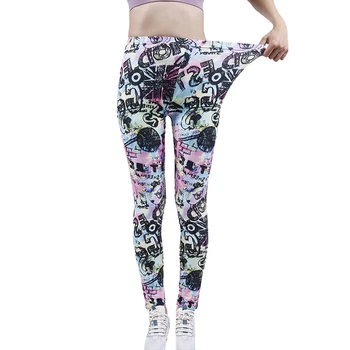 VISNXGI Kadın Mektup Graffiti Baskılı Egzersiz Tayt Elastik Elbise Jeggings Spor Leggins Çiçek Desen spor pantolonları