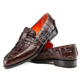 VVBrown yeni stil timsah deri ayakkabı erkek iş sivri erkek ayakkabısı eğlence Seti ayak timsah erkek ayakkabısı