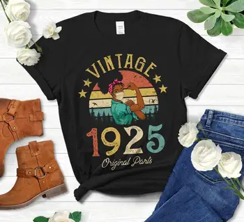 Vintage 1925 Orijinal Parçalar T-Shirt Afrika Amerikan Kadın Maskesi yıl 96th Doğum Günü Renkli baskılı pamuklu S-3XL gömlek tops
