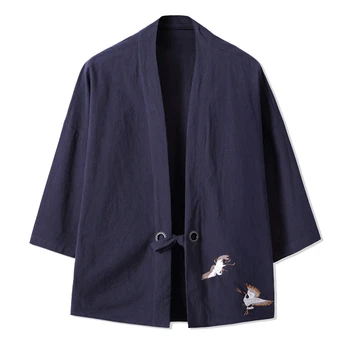 Vinç Nakış Haori Kimono Harajuku Japon Tarzı Artı Boyutu Erkekler Samurai Kostüm Yukata asya kıyafetleri Hırka Kadın Ceket