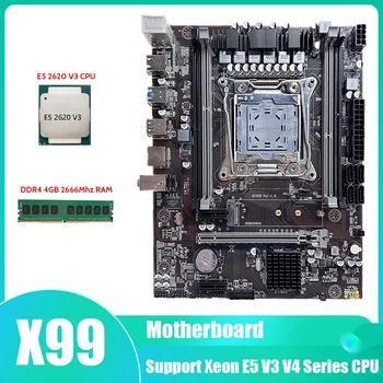 X99 Anakart LGA2011-3 bilgisayar anakartı Desteği Xeon E5 V3 V4 Serisi CPU İle E5 2620 V3 CPU + DDR4 4GB 2666Mhz RAM