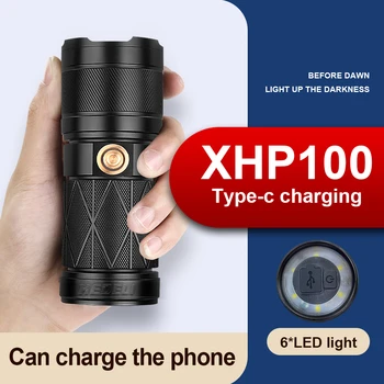 XHP100 LED el feneri Torch USB şarj edilebilir güçlü ışık el feneri 5 aydınlatma modları IPX - 5 su geçirmez el feneri Lanterna