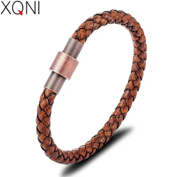 XQNI moda takı Klasik Özelleştirilebilir Gravür Paslanmaz Çelik Manyetik Toka Bileklik Bilezik Erkek Bilek Bandı Hediye
