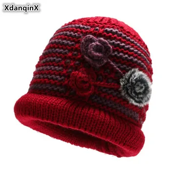 XdanqinX Kadın Kış Bere Yeni Kadife Kalın Sıcak Örme Şapka Yenilik Moda kadın Kış bere şapkalar Kayak Kap anneler Şapka