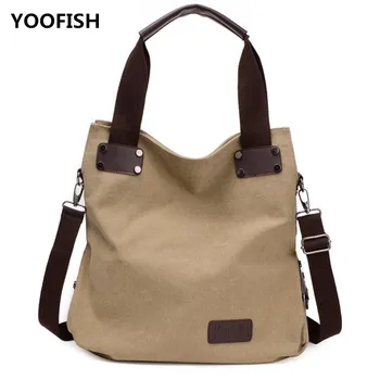 YOOFISH Sıcak satış Yeni kanvas çanta basit büyük çanta rahat kolej rüzgar omuzdan askili çanta taşınabilir askılı çanta XZ-091 Ücretsiz Kargo